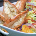 Crevettes géantes à la citronnelle et salade de mandarines