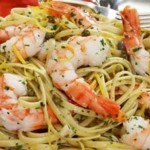 Linguines aux crevettes et au pesto