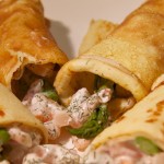 Crêpes aux crevettes et aux asperges