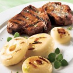 Ctelettes d'agneau et oignons cipollinis caramliss