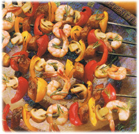 Brochettes de crevettes et saucisses