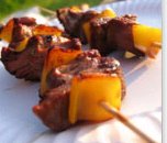 Brochettes de boeuf, sauce barbecue