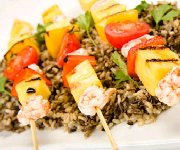 Brochettes de crevettes et de mangue