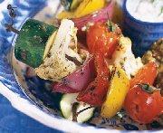 Brochettes de légumes à la grecque
