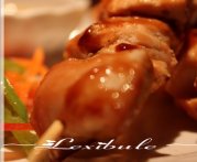 Brochettes de poulet, sauce  l'orange