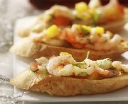 Bruschetta de crevettes et mangue