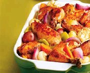 Casserole de poulet et de légumes braisés à la moutarde