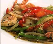 Crevettes sautes au wok