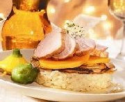 Étagé de porc et de risotto aux champignons parfumé à l'érable