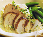 Filets de porc, sauce crémeuse aux fines herbes