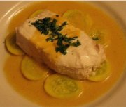 Flétan poché, sauce dijonnaise
