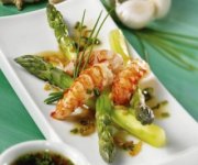 Langoustines sur nid d'asperges Sans gluten