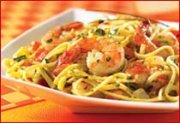 Linguine aux crevettes avec sauce à la ciboulette