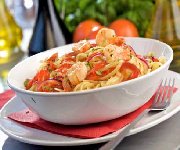 Linguine aux crevettes et au pesto de tomates sches