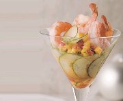 Martini de crevettes  la salsa de mangue