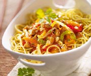 Nouilles sautées au porc et Sauce Thaï aux petits légumes