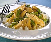 Pole de poulet et de haricots verts