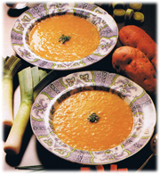 Potage au poireau et aux patates douces