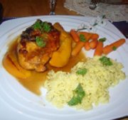 Poitrine de poulet aux pches