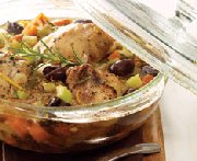 Poulet braisé aux olives et au romarin