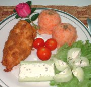 Poulet pané farci au jambon et fromage