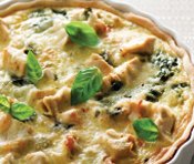 Quiche au poulet, aux épinards et au basilic