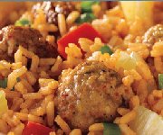Riz aux boulettes de viande et à l'ananas