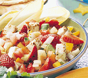 Salade californienne au fromage feta grillé