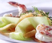 Salade de crevettes et melon  