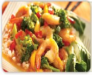 Sauté mandarin de crevettes et de légumes