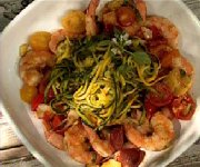 Spaghetti de courgettes et crevettes  l'ail