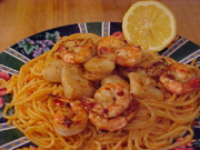 Spaghetti aux ptoncles et aux crevettes