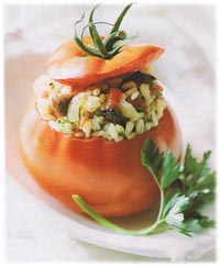 Tomates farcies au risotto à la saucisse